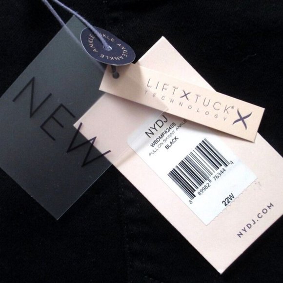 NWT NYDJ PULL-ON SKINNY ANKLE JEANS WITH SIDE SLIT BLACK PLUS 22W- LIFT TUCK - Picture 11 of 13